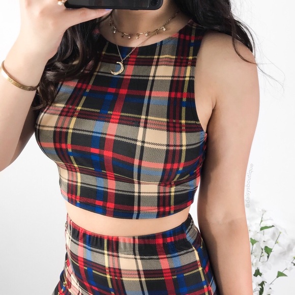 ❤️CLEARANCE❤️ multicolor plaid bodycon 2 piece set - Picture 3 of 4
